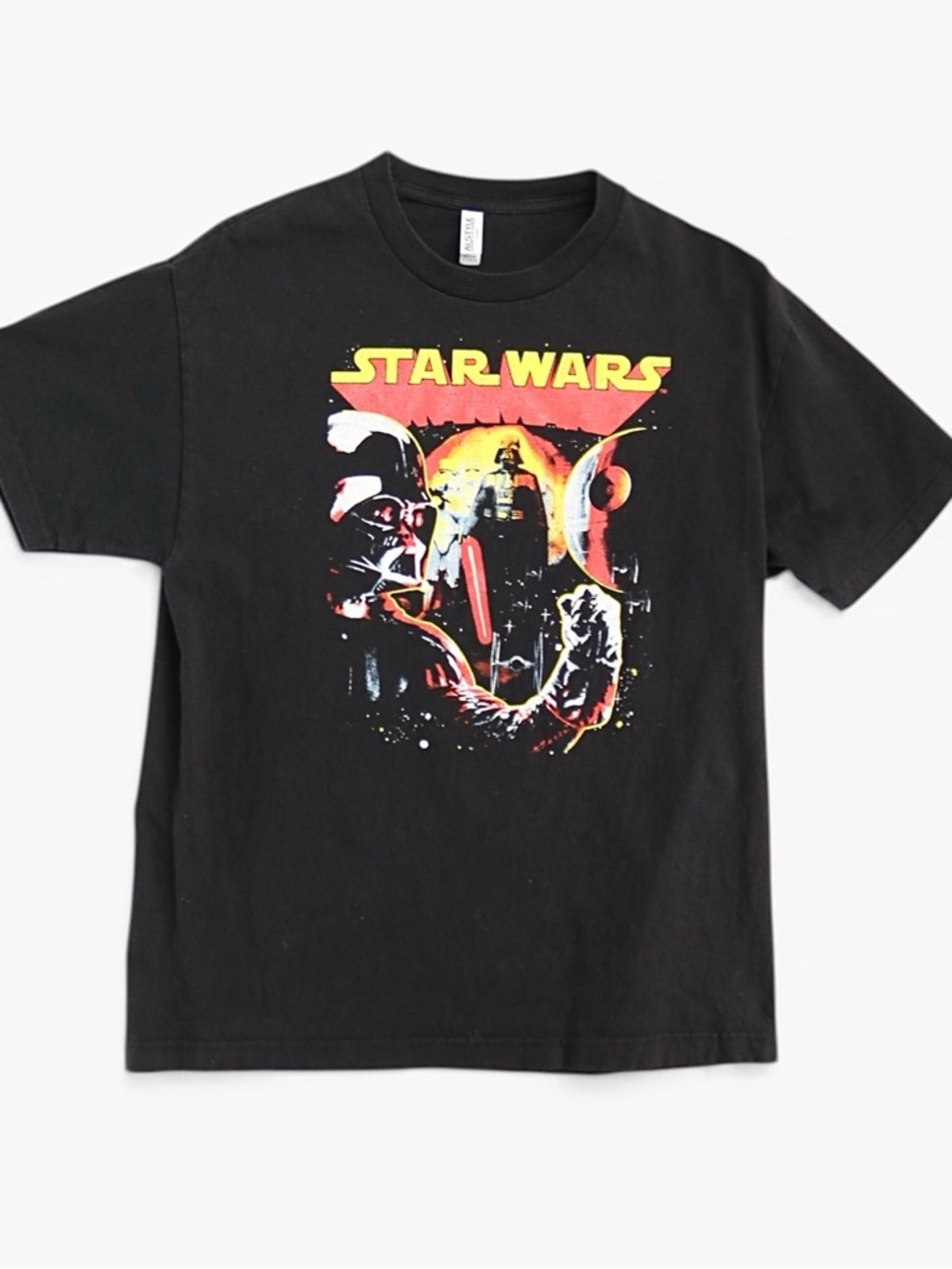 Alstyle Black Star Wars Darth Vader Graphic Tee with Yellow & Red Print